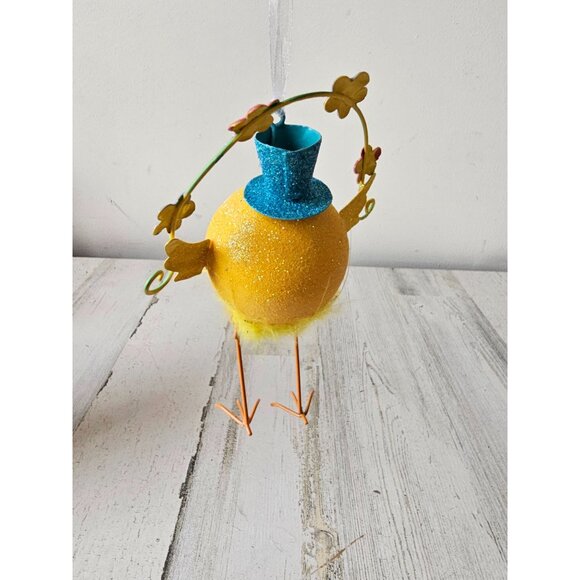 Glitter chick metal jointed ornament as is flower bird feathers - Picture 3 of 9